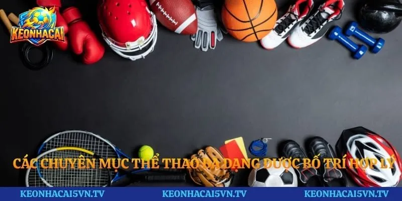 Các chuyên mục thể thao đa dạng được bố trí hợp lý